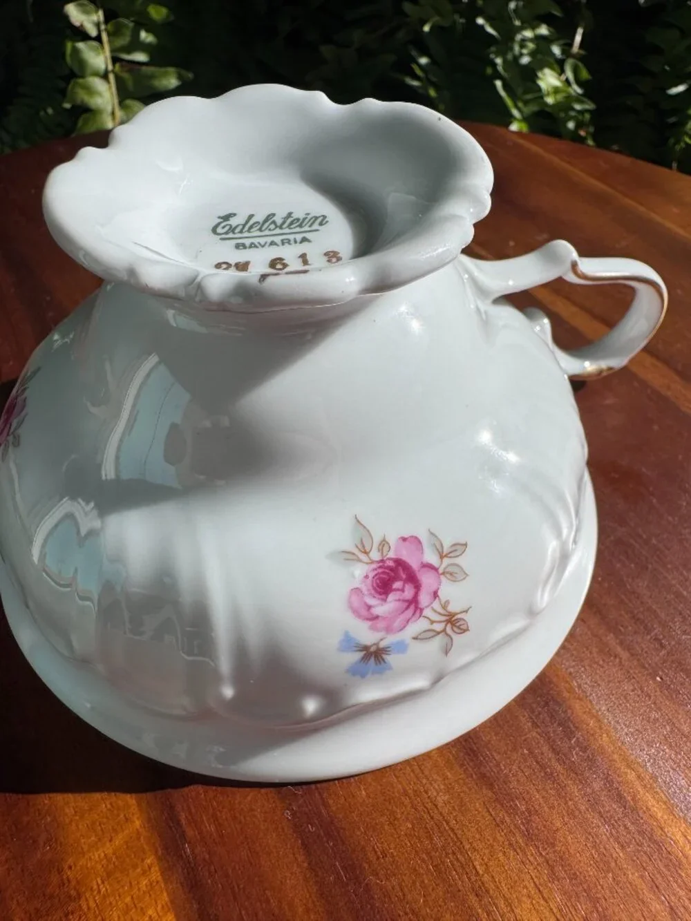 Vintage Edelstein Bavaria Florence Tea Cup Pink Floral Gold Trim Fine China